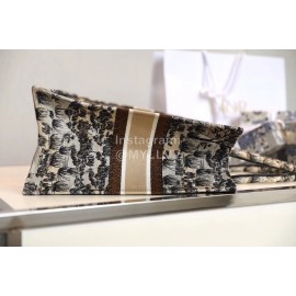 DIOR BOOK TOTE Beige Forest Oblique Embroidery Canvas Bag Large