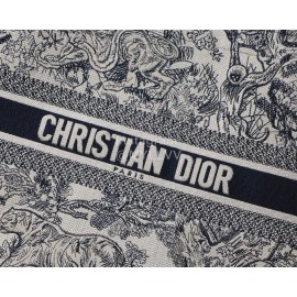DIOR BOOK TOTE Black Tiger Oblique Embroidery Canvas Bag Large