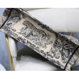 DIOR BOOK TOTE Black Tiger Oblique Embroidery Canvas Bag Large