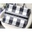 DIOR BOOK TOTE Black White Lattice Oblique Embroidery Canvas Bag Large