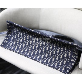 DIOR BOOK TOTE Blue Oblique Embroidery Canvas Bag Large