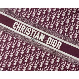 DIOR BOOK TOTE Burgundy Oblique Embroidery Canvas Bag Large