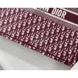 DIOR BOOK TOTE Burgundy Oblique Embroidery Canvas Bag Large
