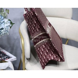 DIOR BOOK TOTE Burgundy Oblique Embroidery Canvas Bag Large