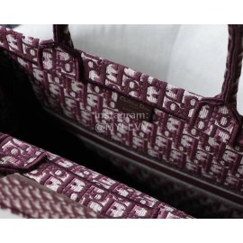DIOR BOOK TOTE Burgundy Oblique Embroidery Canvas Bag Large