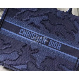 DIOR BOOK TOTE Camouflage Blue Oblique Embroidery Canvas Bag Large