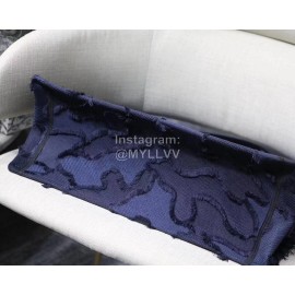 DIOR BOOK TOTE Camouflage Blue Oblique Embroidery Canvas Bag Large