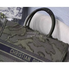 DIOR BOOK TOTE Camouflage Green Oblique Embroidery Canvas Bag Large