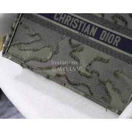 DIOR BOOK TOTE Camouflage Green Oblique Embroidery Canvas Bag Large