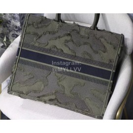 DIOR BOOK TOTE Camouflage Green Oblique Embroidery Canvas Bag Large