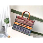 DIOR BOOK TOTE Colourful Oblique Embroidery Canvas Bag Large