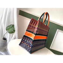 DIOR BOOK TOTE Colourful Oblique Embroidery Canvas Bag Large