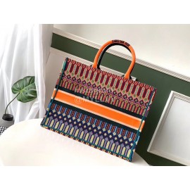 DIOR BOOK TOTE Colourful Oblique Embroidery Canvas Bag Large