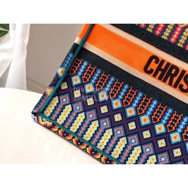 DIOR BOOK TOTE Colourful Oblique Embroidery Canvas Bag Large