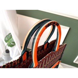 DIOR BOOK TOTE Colourful Oblique Embroidery Canvas Bag Large