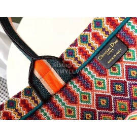 DIOR BOOK TOTE Colourful Oblique Embroidery Canvas Bag Large