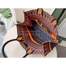 DIOR BOOK TOTE Colourful Oblique Embroidery Canvas Bag Large