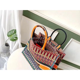 DIOR BOOK TOTE Colourful Oblique Embroidery Canvas Bag Large