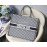 DIOR BOOK TOTE Houndstooth White Oblique Embroidery Canvas Bag Large