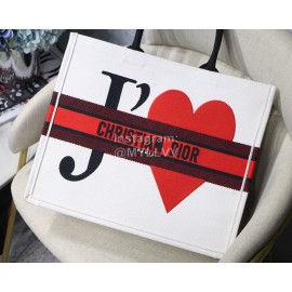 DIOR BOOK TOTE JE TAIME Oblique Embroidery Canvas Bag Large