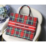 DIOR BOOK TOTE Lattice Colorful Oblique Embroidery Canvas Bag Large