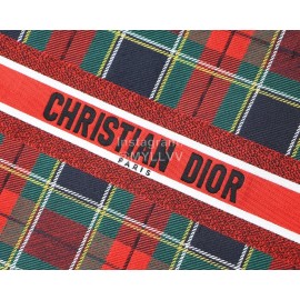 DIOR BOOK TOTE Lattice Colorful Oblique Embroidery Canvas Bag Large