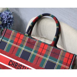 DIOR BOOK TOTE Lattice Colorful Oblique Embroidery Canvas Bag Large