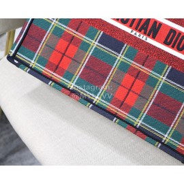 DIOR BOOK TOTE Lattice Colorful Oblique Embroidery Canvas Bag Large