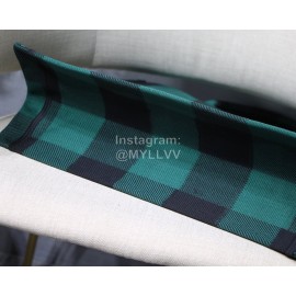 DIOR BOOK TOTE Lattice Green Oblique Embroidery Canvas Bag Large