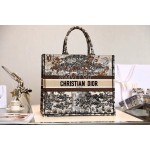 DIOR BOOK TOTE Maria Grazia Chiuri Oblique Embroidery Canvas Bag Large