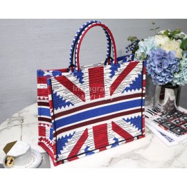 DIOR BOOK TOTE Mexico Color Oblique Embroidery Canvas Bag Large