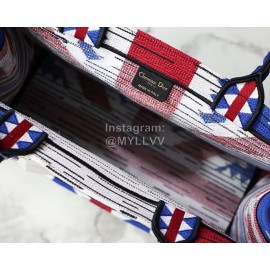 DIOR BOOK TOTE Mexico Color Oblique Embroidery Canvas Bag Large