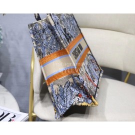 DIOR BOOK TOTE Purple Coconut Tree Oblique Embroidery Canvas Bag Large