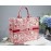 DIOR BOOK TOTE Red Flower Oblique Embroidery Canvas Bag Large