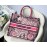 DIOR BOOK TOTE Rose Red Lion Oblique Embroidery Canvas Bag Large
