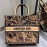 DIOR BOOK TOTE Yellow Monkey Oblique Embroidery Canvas Bag Large