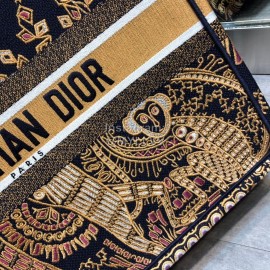 DIOR BOOK TOTE Yellow Monkey Oblique Embroidery Canvas Bag Large