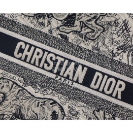 DIOR BOOK TOTE Black Tiger Oblique Embroidery Canvas Bag Small