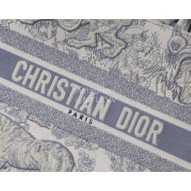 DIOR BOOK TOTE Grey Tiger Oblique Embroidery Canvas Bag Small