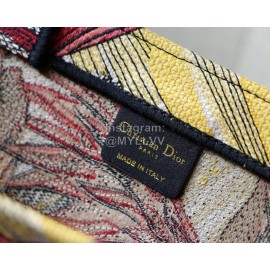 DIOR BOOK TOTE Red Phoenix Oblique Embroidery Canvas Bag Small