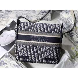 DIOR Oblique Embroidery Messenger Bag Diorcamp Bag Blue