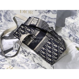 DIOR Oblique Embroidery Messenger Bag Diorcamp Bag Blue