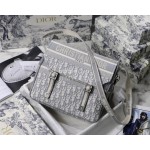 DIOR Oblique Embroidery Messenger Bag Diorcamp Bag Gray 