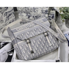 DIOR Oblique Embroidery Messenger Bag Diorcamp Bag Gray 