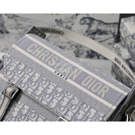 DIOR Oblique Embroidery Messenger Bag Diorcamp Bag Gray 