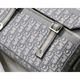 DIOR Oblique Embroidery Messenger Bag Diorcamp Bag Gray 