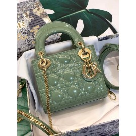 DIOR Patent Cannage Calfskin Mini Lady Dior Bag Avocado Green