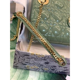 DIOR Patent Cannage Calfskin Mini Lady Dior Bag Avocado Green