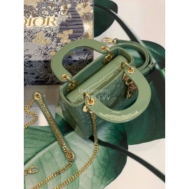 DIOR Patent Cannage Calfskin Mini Lady Dior Bag Avocado Green