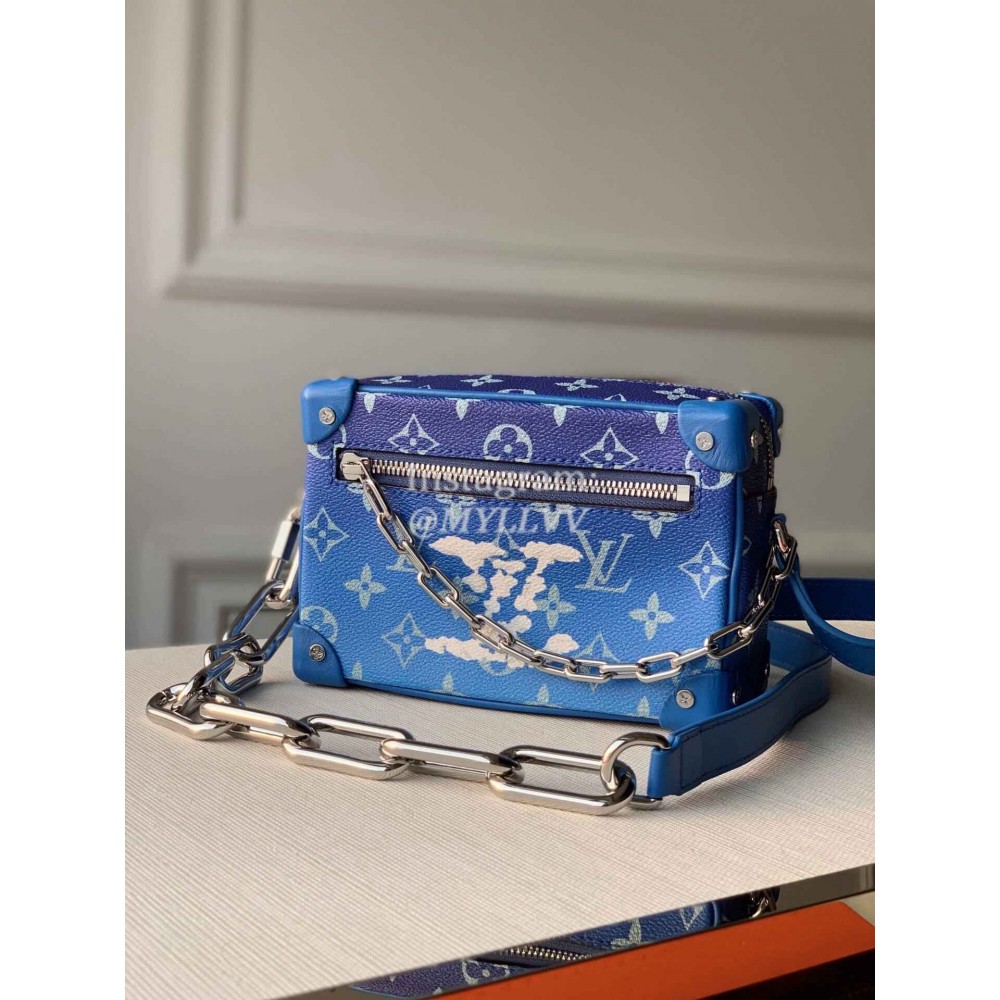 Louis Vuitton Monogram Canvas LV ESCALE MINI SOFT TRUNK Crossbody Bag For Men Blue M45433